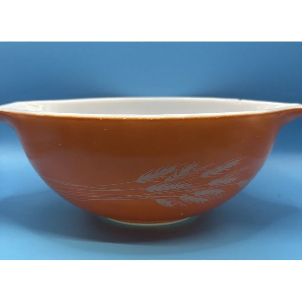 Vintage Pyrex Autumn Harvest Orange Wheat Cinderella Mixing Bowl 2.5 Qt 443